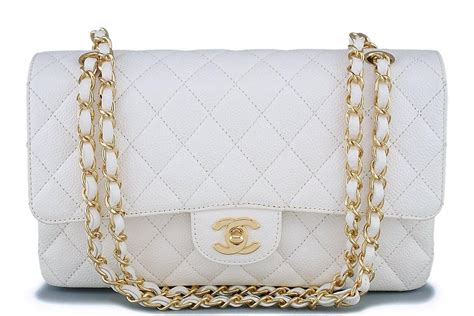 chanel classic flap bag caviar medium white|Flap Bags .